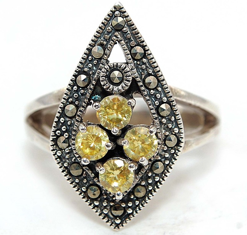 1CT Heat Treated Yellow Topaz 925 Solid Sterling Silver Ring Jewelry Sz 8 NF1-1