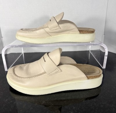 ECCO Corksphere Slip On Mule Loafers Beige Leather Women EU 41 Danish Design