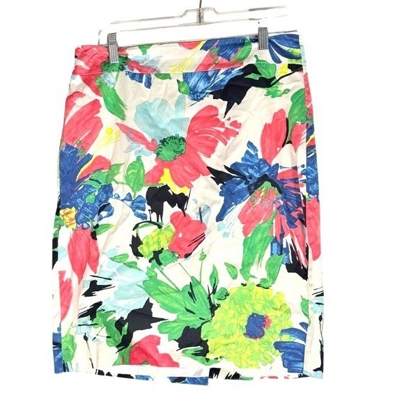 Ann Taylor Floral Pencil Skirt - White, Pink, Green, Blue lined size 6