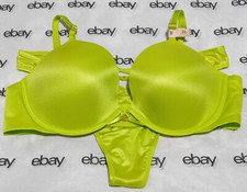 NEW Victoria's Secret Very Sexy Demi Bra Lime Satin 38C & Thong Set Large L VS