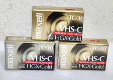 Maxell VHS-C TC-30 HGX-Gold Premium High Grade Video Tapes Lot of 3