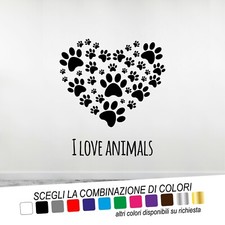 ADESIVI MURALI ADESIVO WALL STICKERS DECORAZIONI ANIMALI IMPRONTA CUORE DOG LOVE