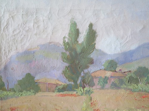 ANTICO DIPINTO AD OLIO SU TELA PAESAGGIO CAMPAGNA EMILIA ROMAGNA ORIGINALE P22 - Photo 3 sur 7