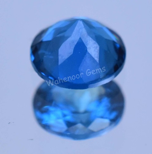 Piedra preciosa suelta redonda de topacio azul suizo natural de 2,90 quilates CERTIFICADA - Imagen 6 de 6
