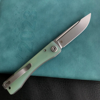 KUB2102B Kubey Akino Jade Sandvik 14C28N Bead Blasted Blade G10 Handle IKBS Lock