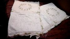 2 Vintage Embroidered Cutwork  Lace Pillowcase Sham HK Enterprises  21"  27"