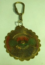 VINTAGE 1988-2012 METAL 25 YEAR CALENDAR KEY CHAIN KEYCHAIN, RING TURNS, PEACOCK