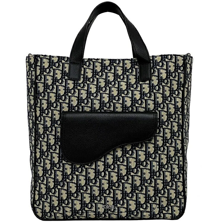 Sac fourre tout Christian Dior gris marine oblique 1ADSH175YKS bon état selle