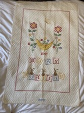 Vintage Cotton Cross Stitch Baby Blanket Quilted Quilt
