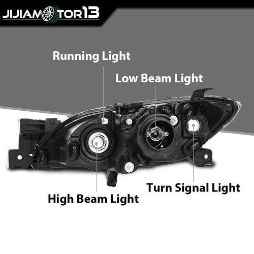 Pair Black Projector Headlights Amber Fit For 2004-09 Mazda 3 Sedan 4-Door - Picture 8 of 12