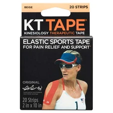 Anti-Fatigue KT Tape Original Cotton Kinesiology Tape, Beige, 20 Precut Strips