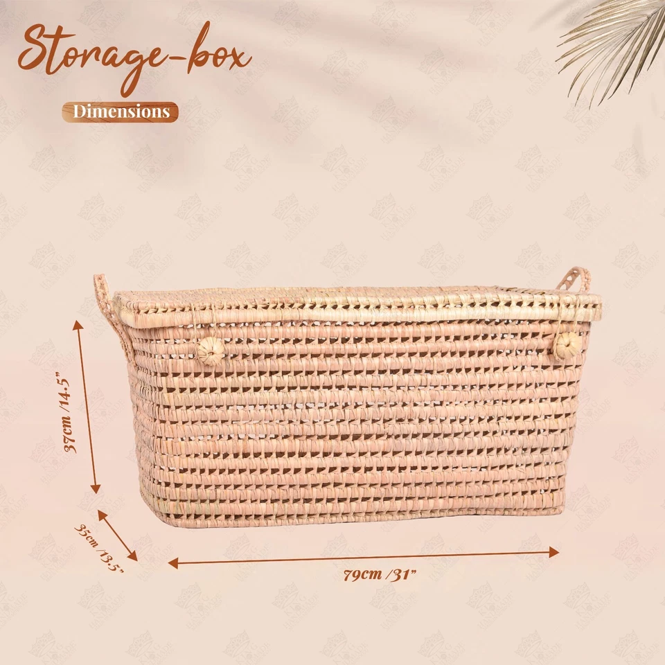 Wicker Storage Home, Palm Leaf Storage Basket, Handmade Moroccan Basket - Image 4 of 4