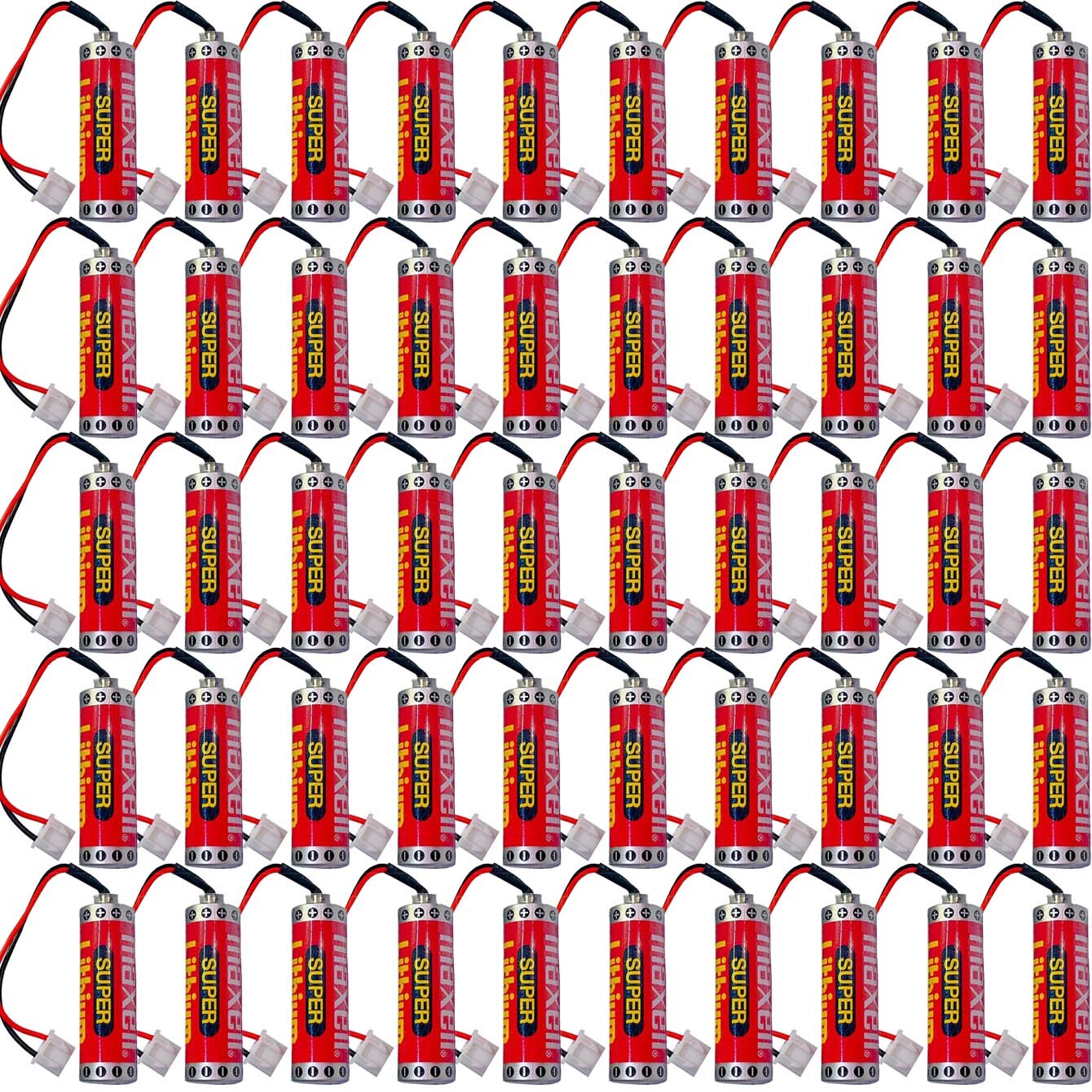 50-Pack 3.6V 1800mAh MAXELL ER6C AA PLC Battery for Mitsubishi FX F2-40BL + Plug