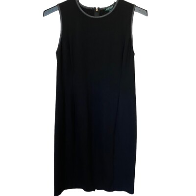 LAUREN Ralph Lauren Dress Womens M Black Sleeveless Sheath Knit Faux Leather | eBay LAUREN Ralph Lauren Dress Womens M Black Sleeveless Sheath Knit Faux Leather | eBay