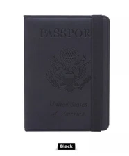 Soft PU Leather Travel Passport Wallet Holder RFID Block ID Card Case Cover BK