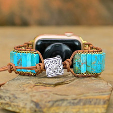 Handmade Natural Stone Watch Band 42/44/45mm Boho Strap for Apple Watch 6 5 4 3