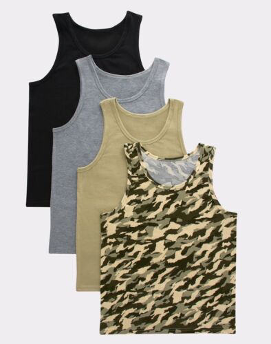 Pack de réservoir de sous-vêtements Hanes 4 pack d'originaux garçons camouflage et couleurs assorties taille S-XL - Photo 1/5
