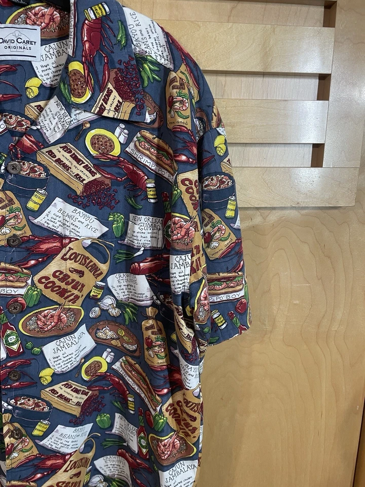 David Carey Originals New Orleans Jazz Music festival camp shirt gumbo Crawfish - Image 4 of 4