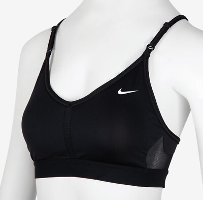 Nike Women INDY V-Neck Bra Running Yoga Black Fitness Sports