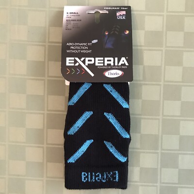 Thorlos EXPERIA Crew Socks XS XSMALL Unisex Padded Coolmax Turquoise Black: NEW!