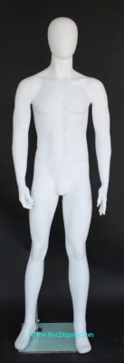 MANNEQUINSSHOP New 6 ft 2 in H Male Abstract Head Mannequin, White colored finished, SFM25E-WT