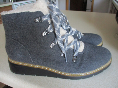 NEW Scholl's Womens Lace-up Boots GrayWool poly SZ 10 M