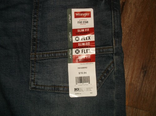 Boy's WRANGLER Five Star Premium Slim Fit Utility Blue Jeans Sz 14 Husky - Picture 3 of 6