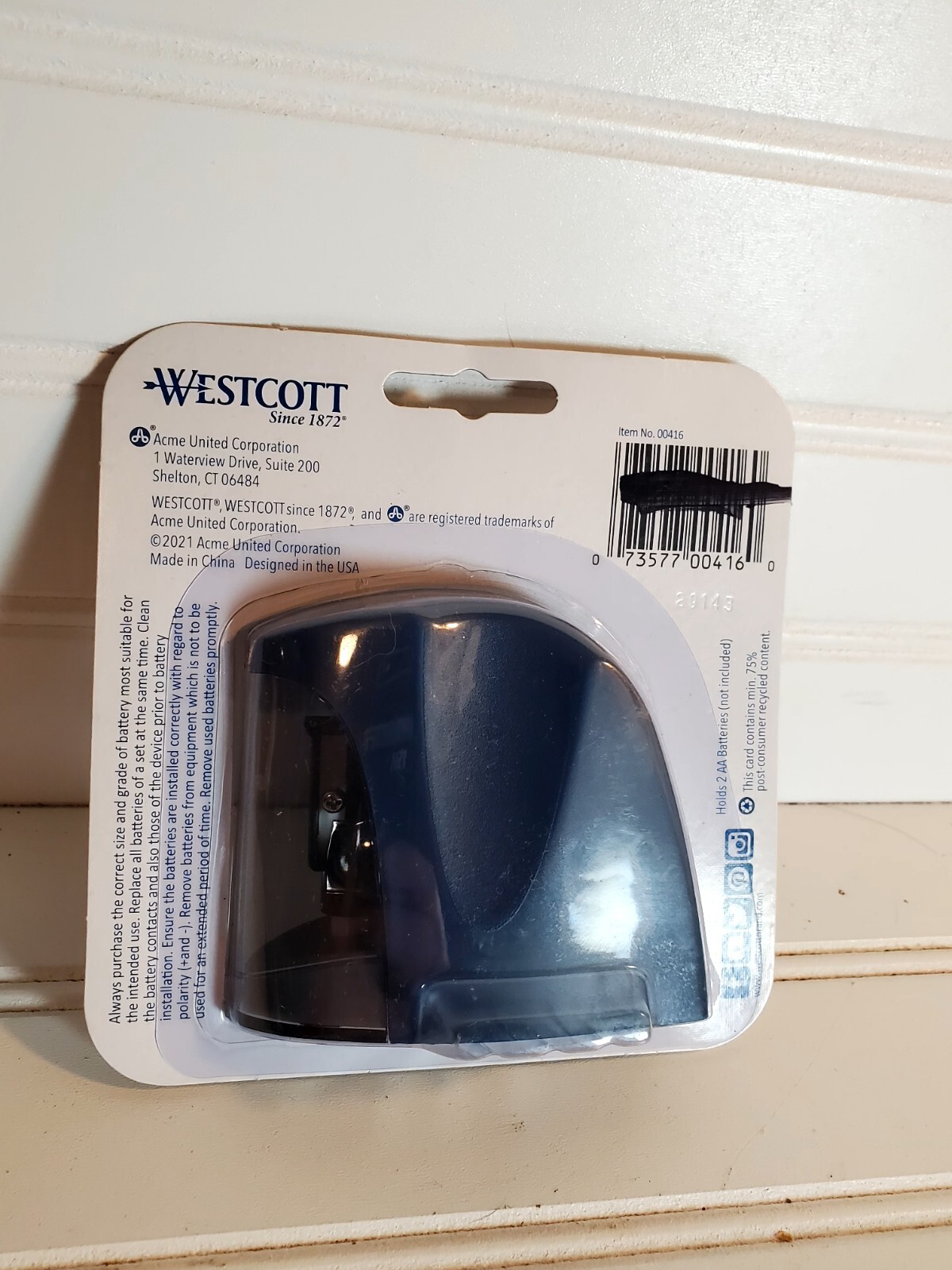 Westcott Battery Operated Pencil Sharpener - Powerful Pencil Sharpener - Blue