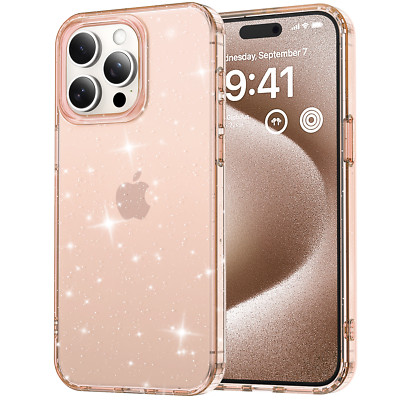 Bling Glitter Clear Shockproof Slim Back Case for iPhone 17 Pro Max 16e 15 14 13