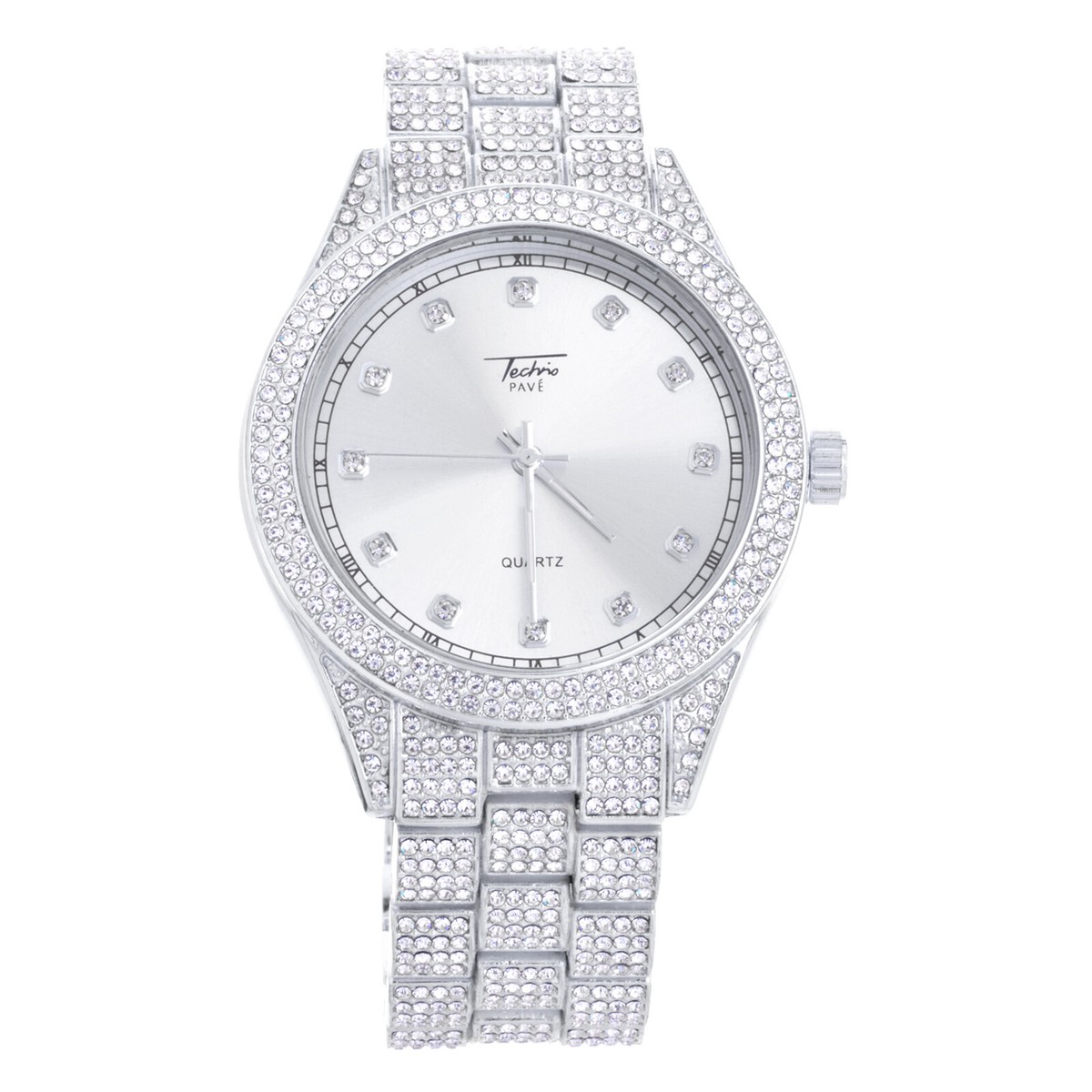 Silver Relojes Techno Pave Wrist Watches Techno Pave Watch No 7758