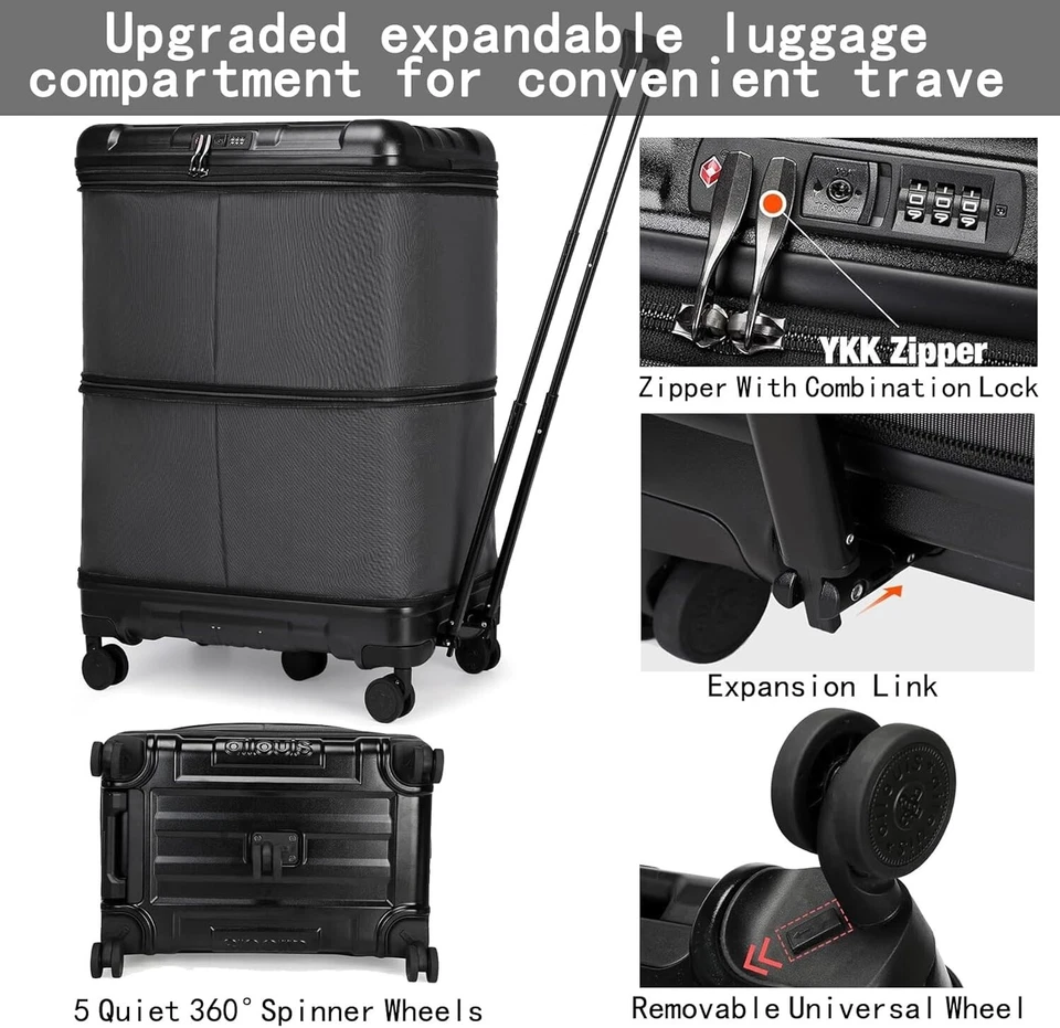 Malas de bagagem despachada expansíveis 32 polegadas com rodas bolsa de viagem de expansão dupla - Imagem 3 de 4