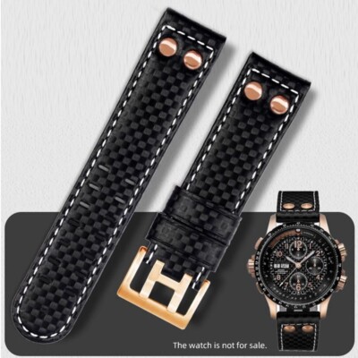 For Hamilton Khaki Aviation H77696793 Carbon fiber patterned leather Watchband