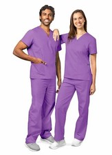 Adar Medical Unisex Multi Pocket Scrub Set 701 Lavender Large- Top and Pant