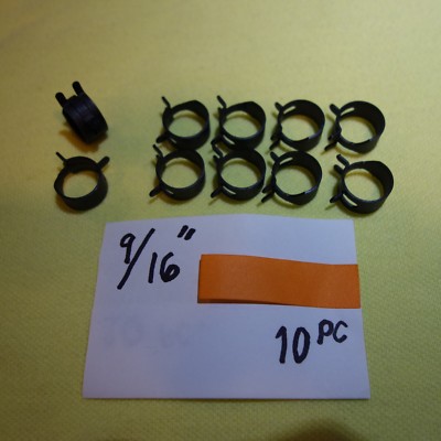 9/16'' Spring Action Replacement Hose Clamp Black, Pack of 10