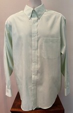 Roundtree  Yorke -  Men's Large Long Sleeve Dress Shirt Green Pinstripe