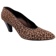 Vintage 90's PETRA Leopard Print Calf Hair Pumps Size 7.5 M Heels