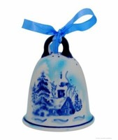 Bunzlauer Keramik Glocke Ø8.0Cm H=10Cm Dekor DU11 Weihnachten Christbaumschmuck