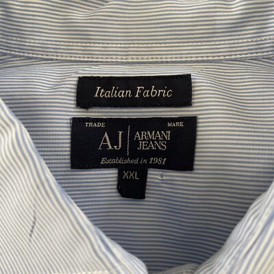 AJ ARMANI jeans カッターシャツ　 AJ ARMANI JEAN MENS XL BLUE PIN STRIPE CUSTOM FIT LONG SLEEVE