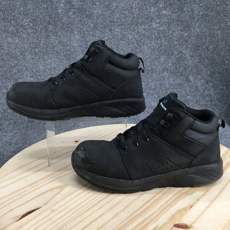 Botas de Trabajo Nautilus Para Hombre 13 Guardias Medio Cuero Negro Punta Redonda Resistentes al Deslizamiento Foto 2 de 4