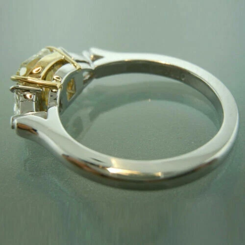 Cushion 3.25Ct Lab Created Yellow Citrine Engagement Ring 14k White Gold Size 9 - Image 2 of 3