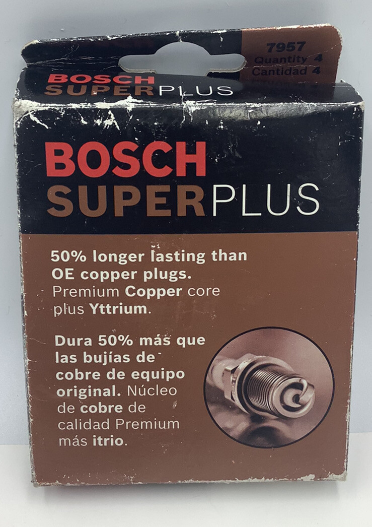 BOSCH 7957 Spark Plugs Super Plus Premium Copper Core Plus Yttrium - 4 Pack