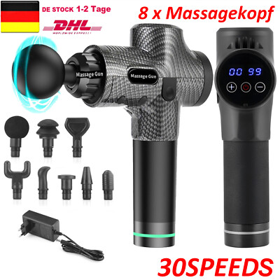 30 Modi Electric Massage Gun Massagepistole Massager Muscle Massagegerät+8 Köpfe