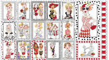 Sewing Theme Fabric Sew Sew Ladies Red Loralie Designs Cotton 24"X44" Panel