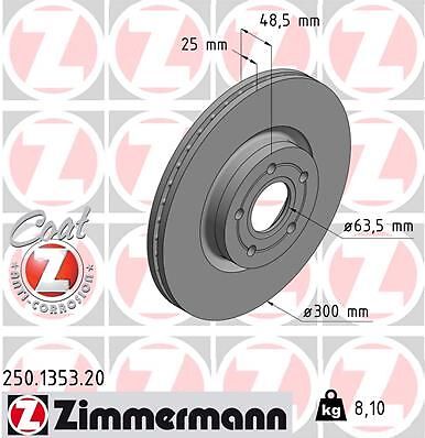 2X Zimmermann 250.1353.20 Bremsscheibe FüR Ford Volvo-image