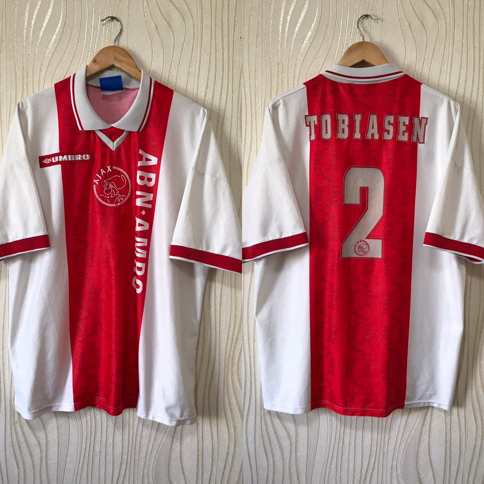 AJAX 1998 1998 HOME FOOTBALL SHIRT JERSEY UMBRO VINTAGE #2 TOBIASEN