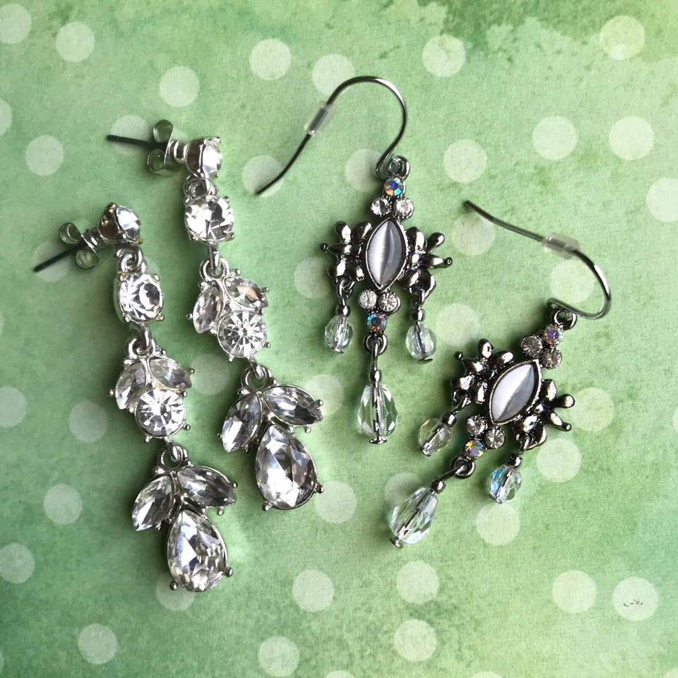 Park Lane Napier 耳环套装大量悬垂透明水钻灰色猫眼 — 第 2/4 张图片