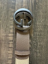 Authentic Gucci GG Supreme Canvas Belt 400593 UQLAC Brown 85/34 Made in Italy
