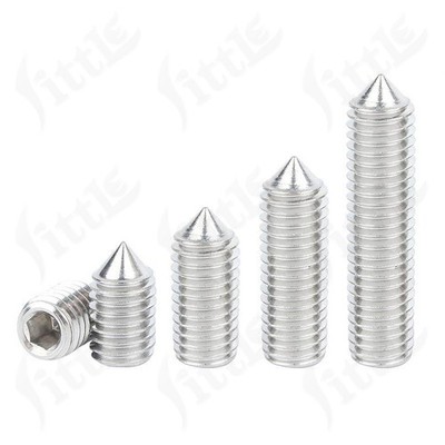 M2-M16 A2/201 Stainless Steel Cone Point Grub Screws Hex Socket Set Screw DIN914