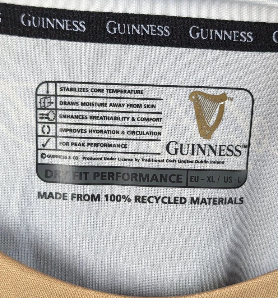 Camiseta de fútbol Guinness negra verde Irlanda talla grande irlandesa cerveza fútbol  Foto 3 de 3