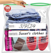 Heavy-Duty 3 Gallon Slider Plastic Bags, 100 Count, 16" x 18